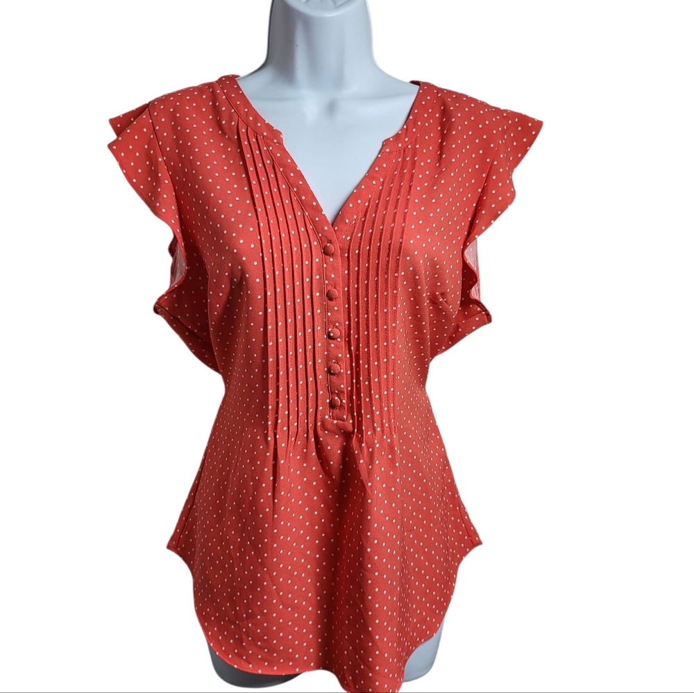Modcloth Women's Ruffled Red Polka Dot Top